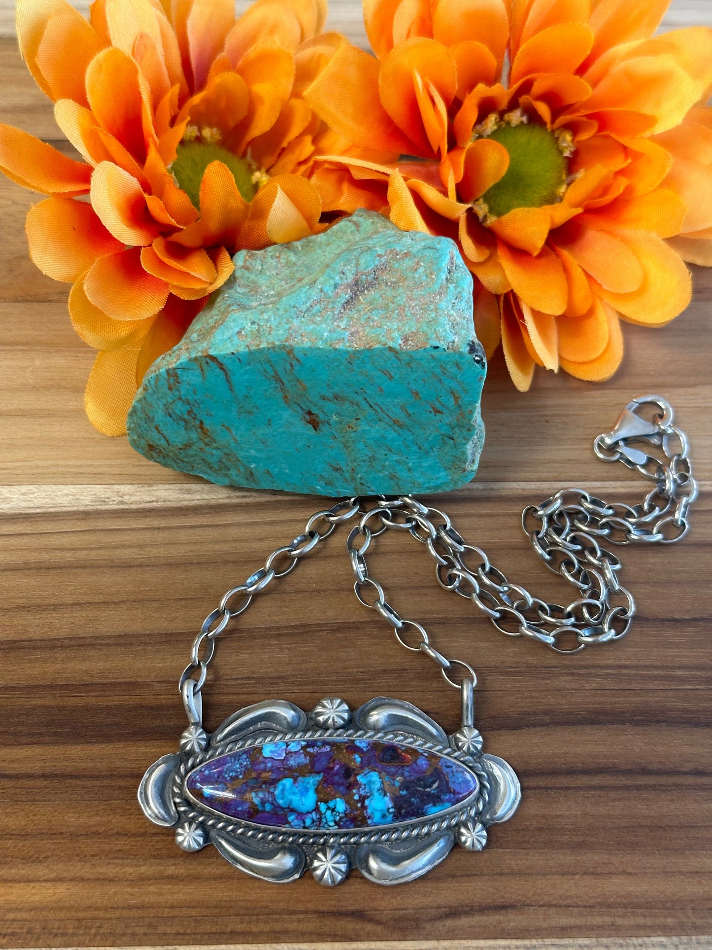 Purple Mojave Oval Sterling Silver Necklace