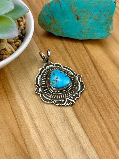 Kingman Web Turquoise Sterling Pendant