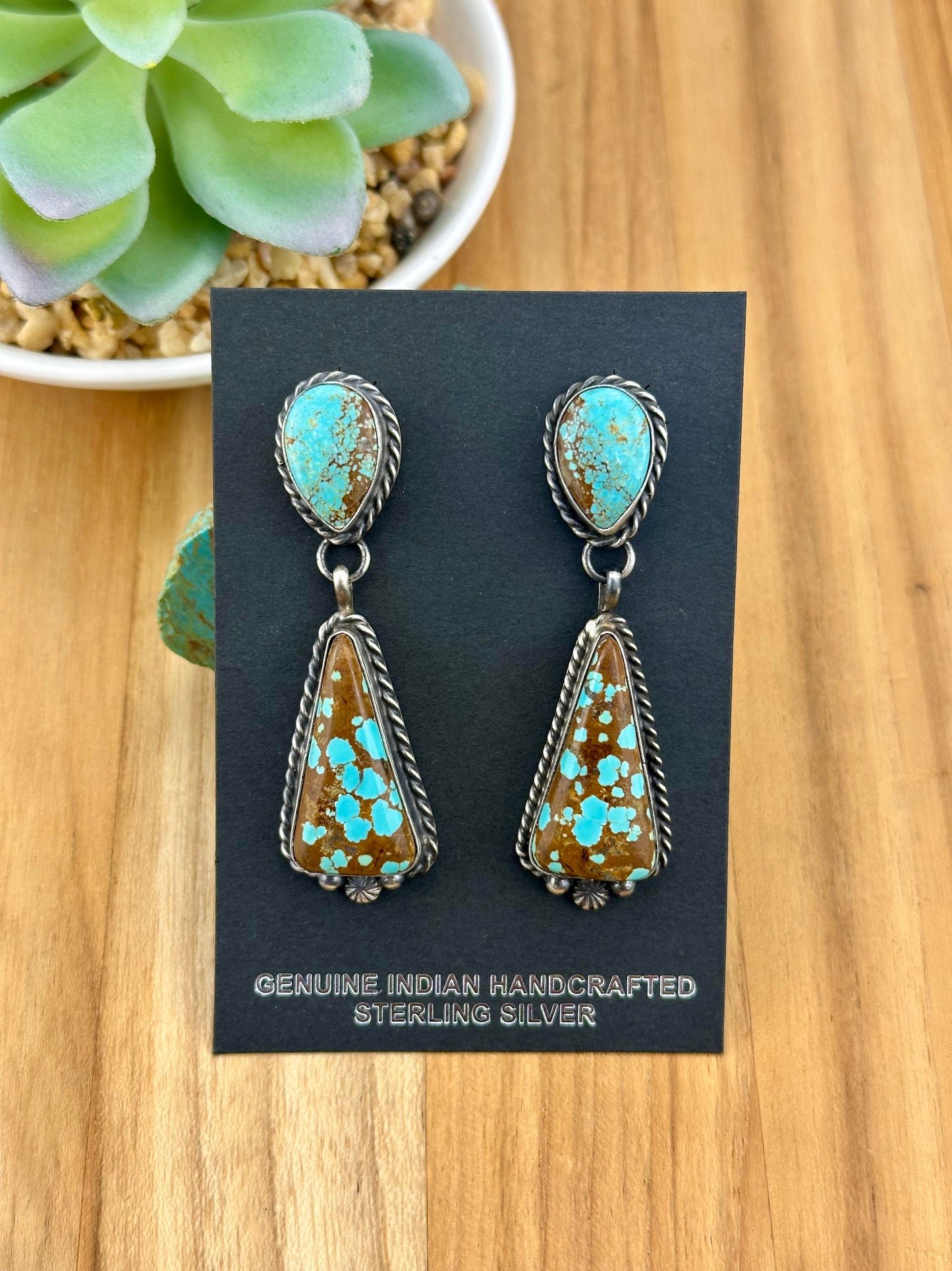 #8 Turquoise 2 Stone Dangle Earrings