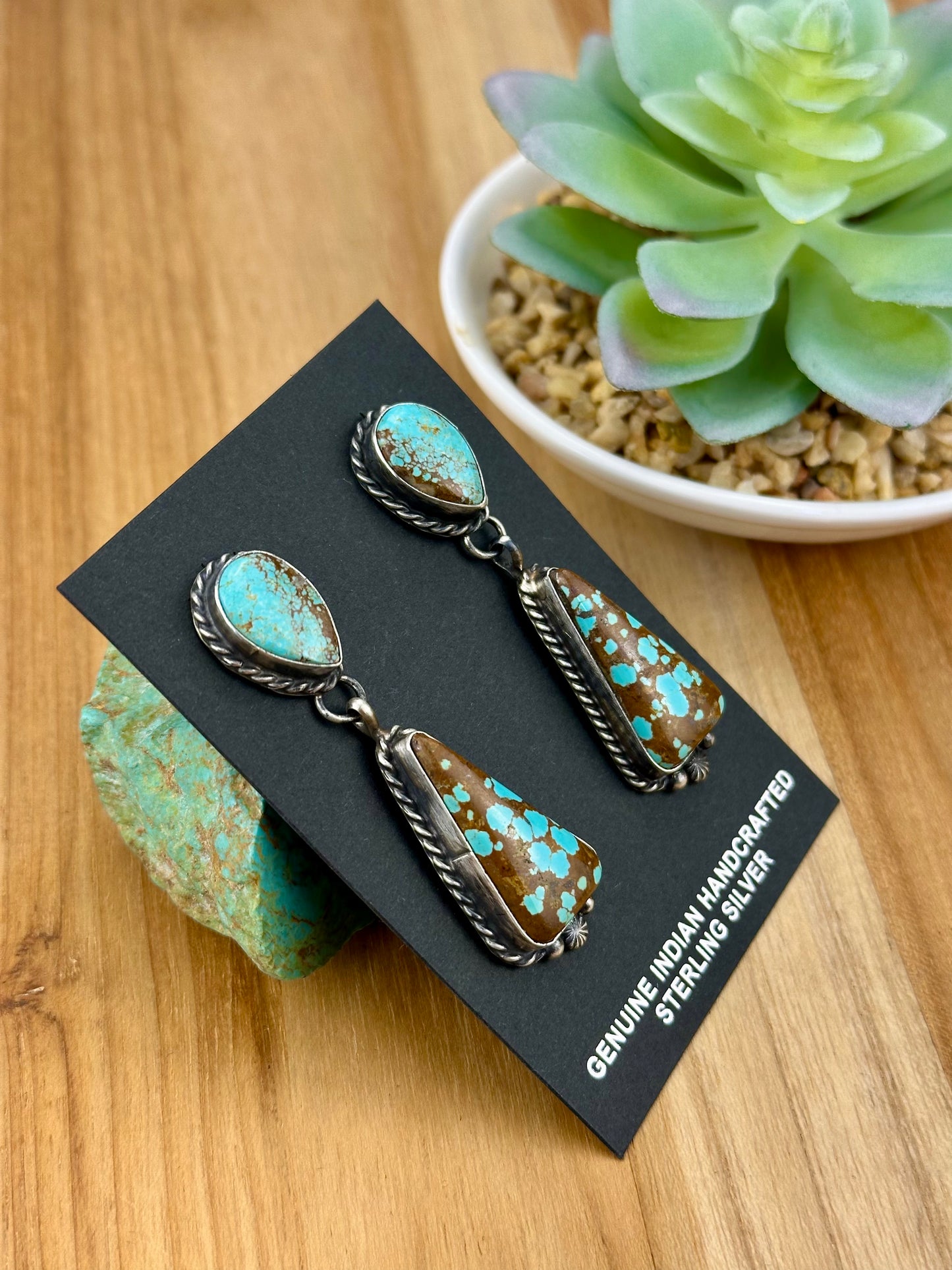 #8 Turquoise 2 Stone Dangle Earrings