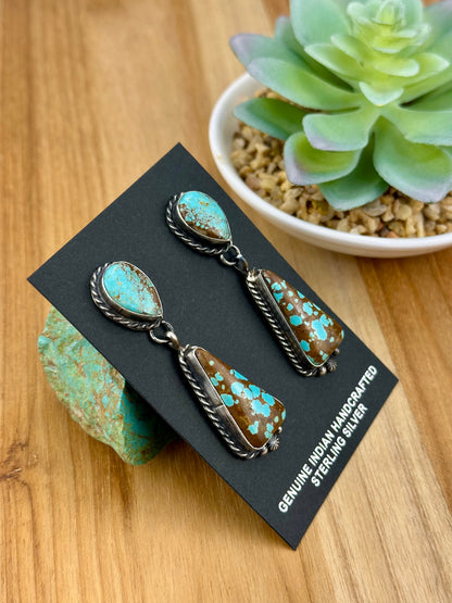 #8 Turquoise 2 Stone Dangle Earrings