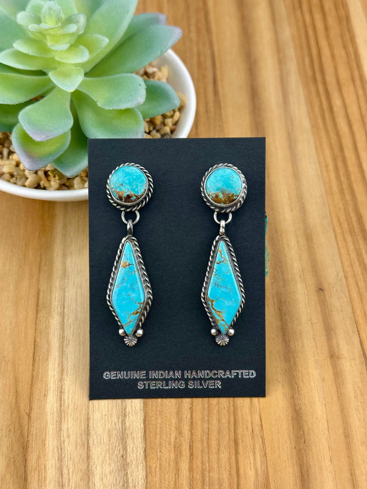 Kingman Turquoise Diamond Dangle Earrings