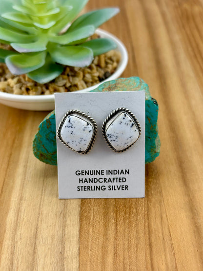 White Buffalo Sterling Stud Earrings