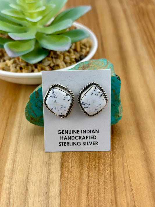 White Buffalo Sterling Stud Earrings
