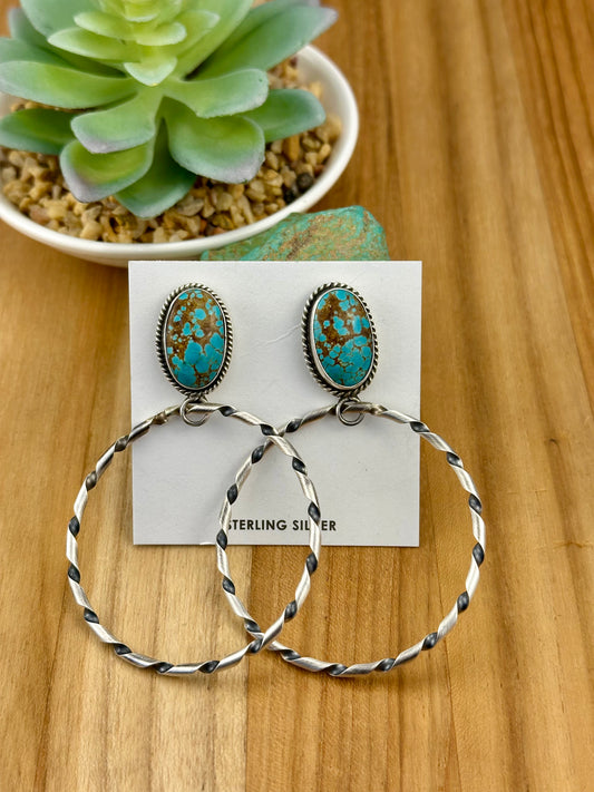 #8 Turquoise Stud Hoop Earrings
