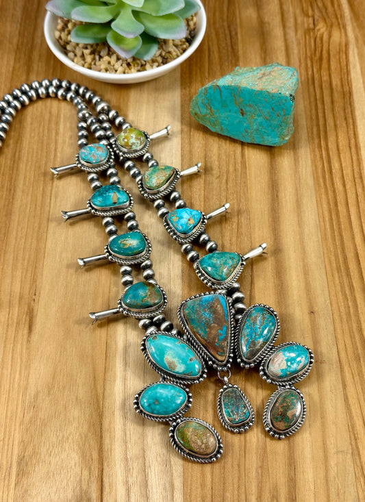 Royston Squash Blossom Sterling Naja Necklace