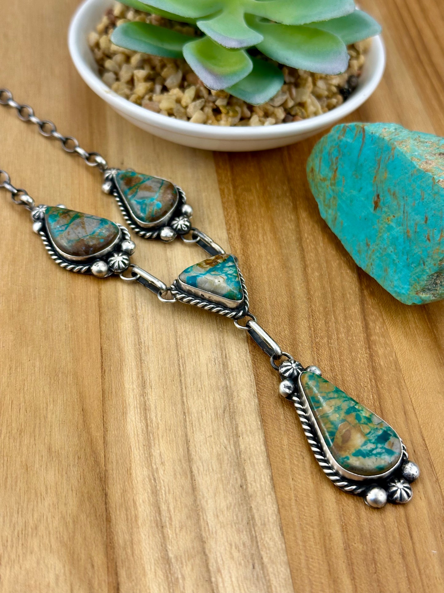Kingman Turquoise Mini Lariat Necklace Set