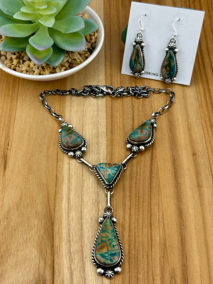 Kingman Turquoise Mini Lariat Necklace Set