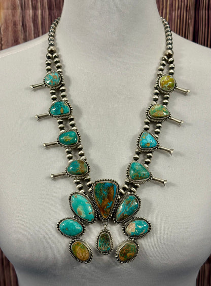 Royston Squash Blossom Sterling Naja Necklace