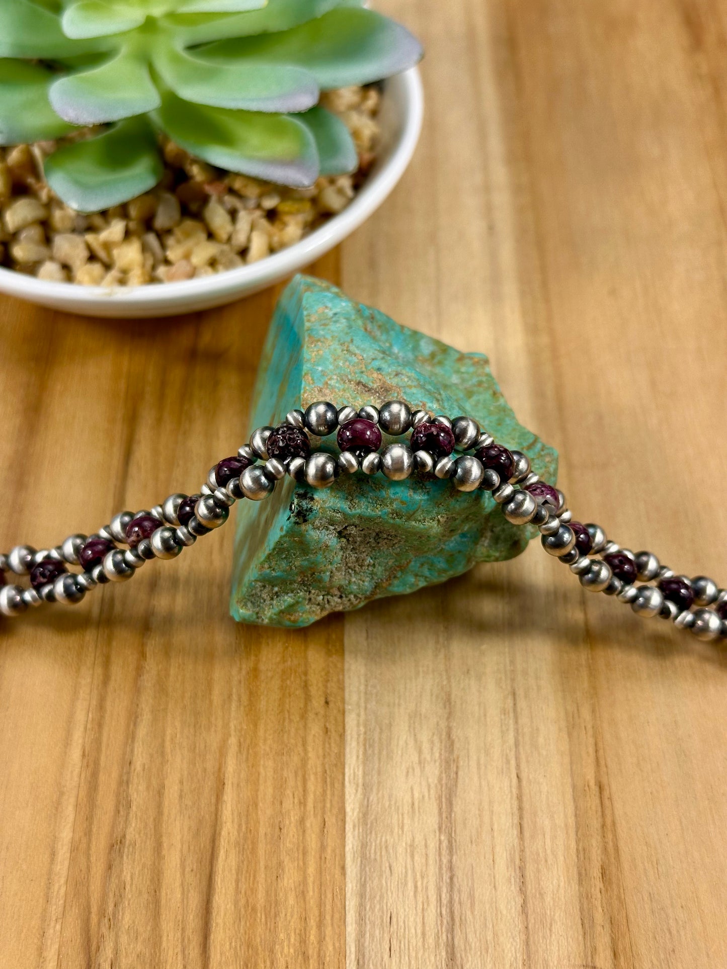 Purple Spiny Sterling Pearl Choker Necklace