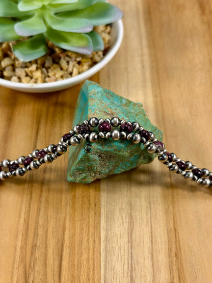 Purple Spiny Sterling Pearl Choker Necklace