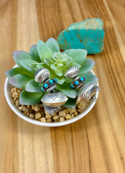 Handmade Sterling Pearl Kingman Dangle Earrings
