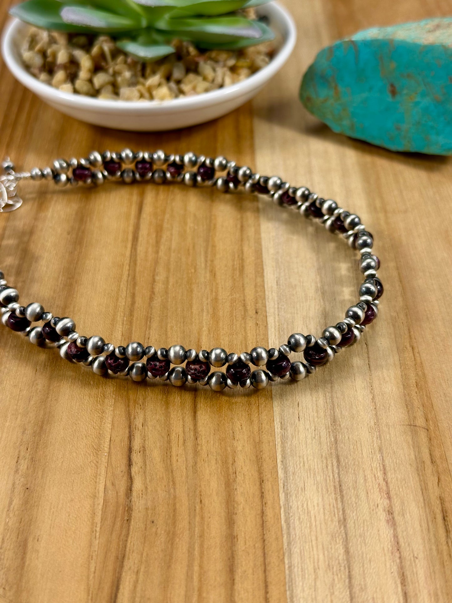 Purple Spiny Sterling Pearl Choker Necklace