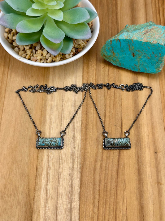 Kingman Turquoise Bar Sterling Silver Necklace