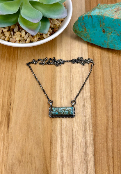 Kingman Turquoise Bar Sterling Silver Necklace