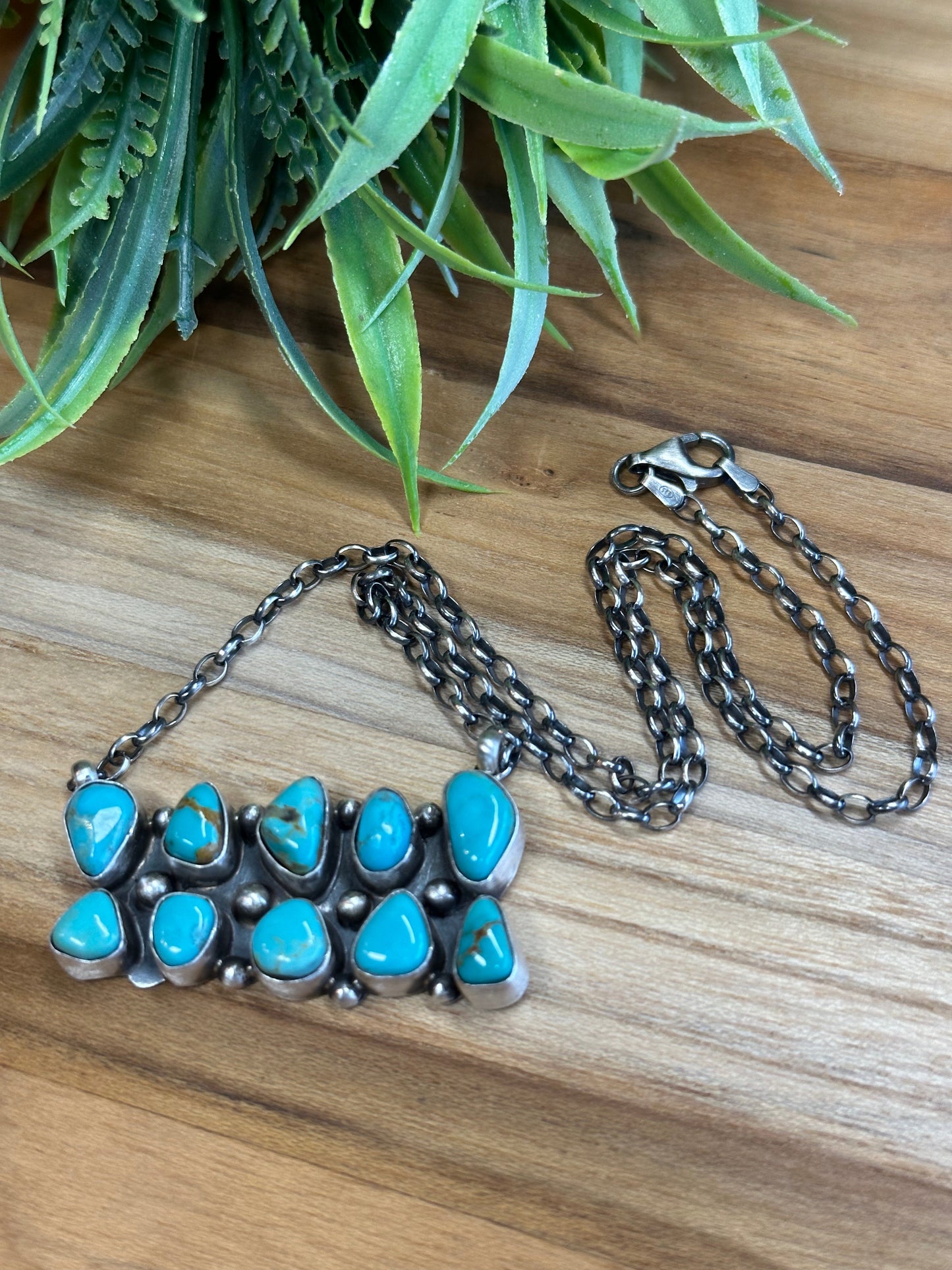 Kingman 10 Stone Sterling Silver Necklace