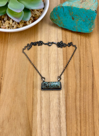 Kingman Turquoise Bar Sterling Silver Necklace