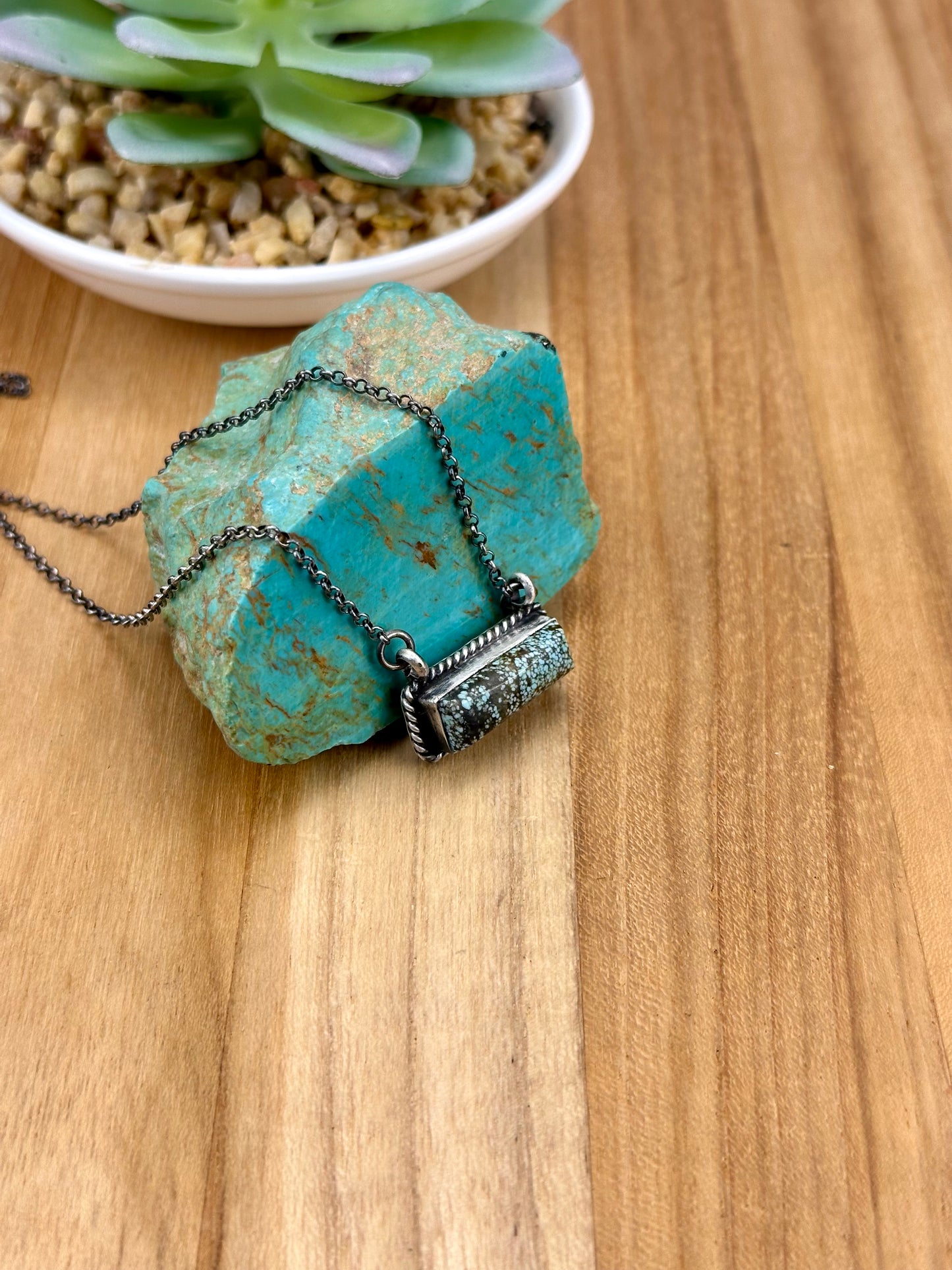 Kingman Turquoise Bar Sterling Silver Necklace