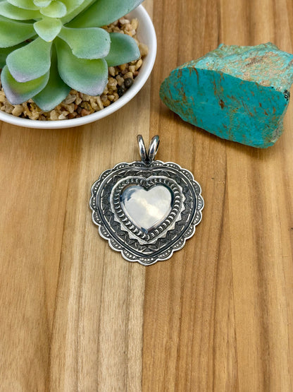Sterling Silver Heart Stamped Pendant