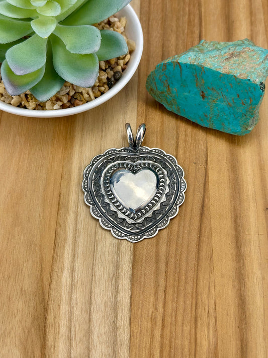 Sterling Silver Heart Stamped Pendant