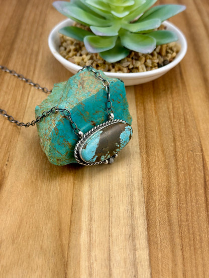 #8 Turquoise Oval Sterling Silver Necklace