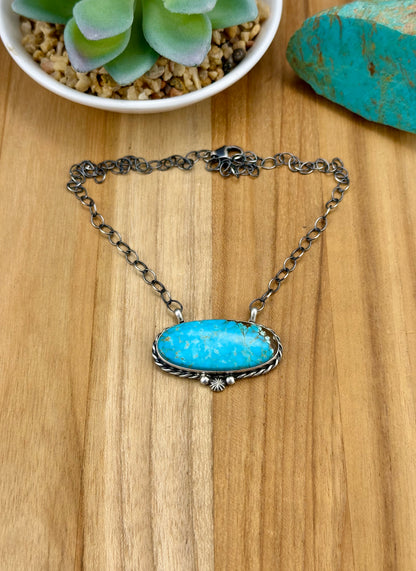 Kingman Turquoise Oval Sterling Silver Necklace