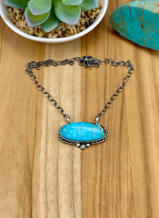 Kingman Turquoise Oval Sterling Silver Necklace