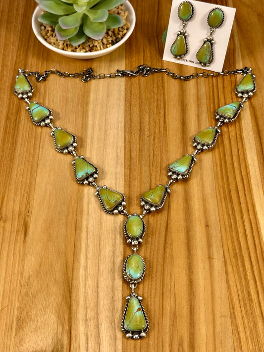 Kingman Turquoise Sterling Silver Lariat Set