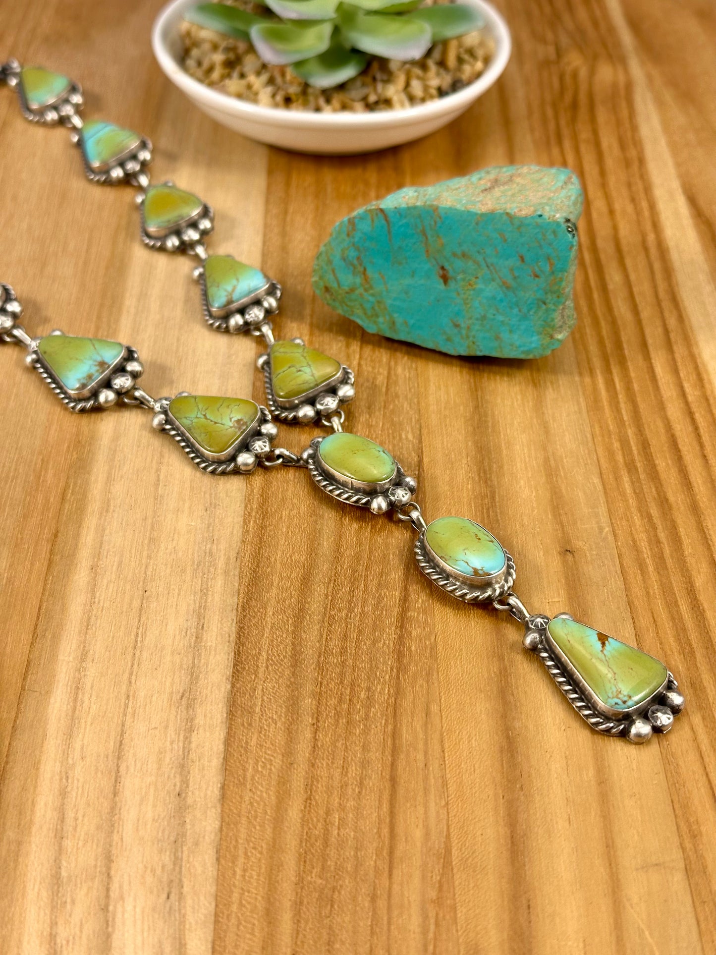 Kingman Turquoise Sterling Silver Lariat Set