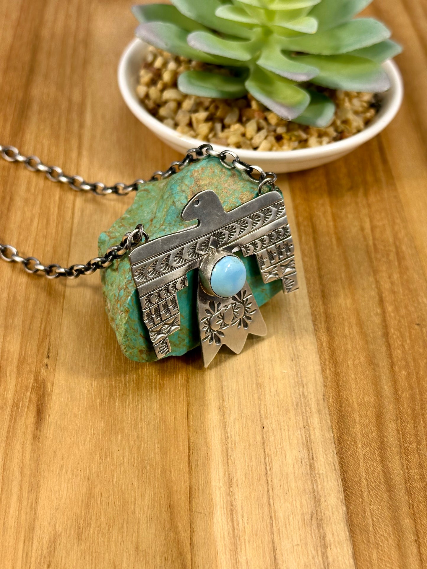 Golden Hills Sterling Thunderbird Necklace