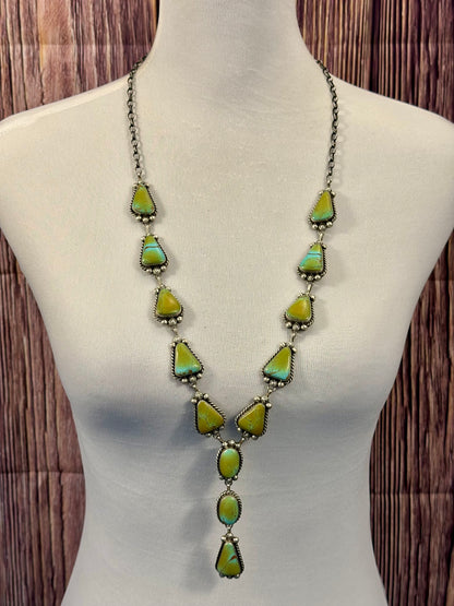 Kingman Turquoise Sterling Silver Lariat Set