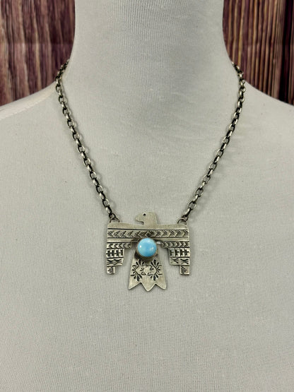 Golden Hills Sterling Thunderbird Necklace