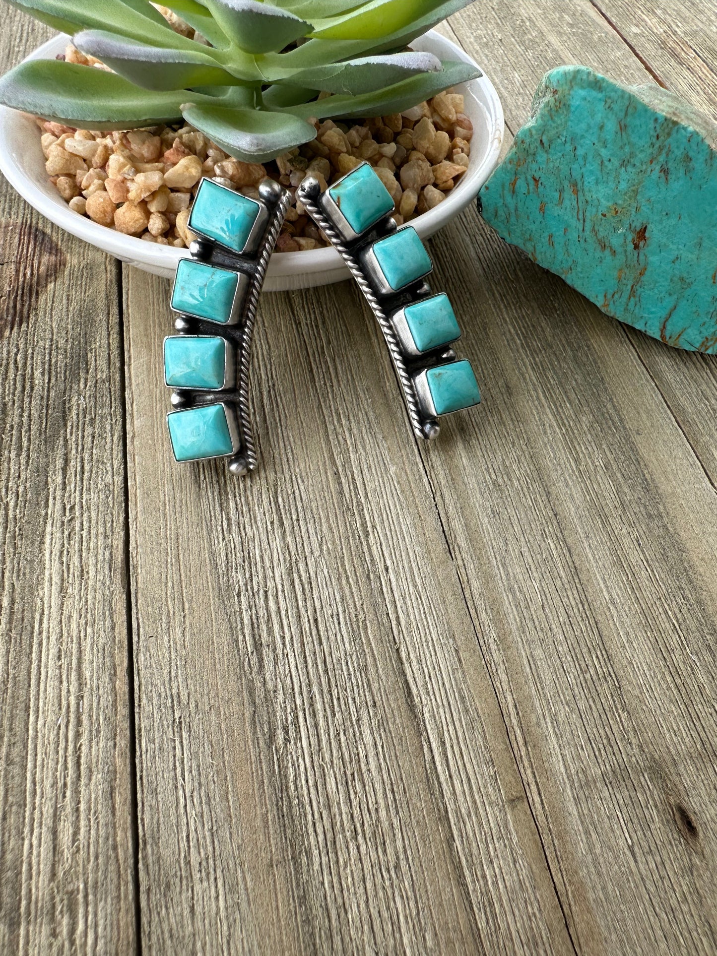 Kingman 4 Stone Square Earrings