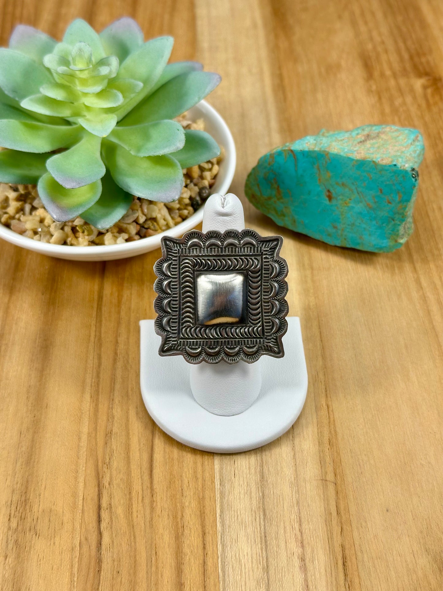 Sterling Silver Square Concho Ring