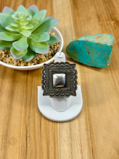 Sterling Silver Square Concho Ring