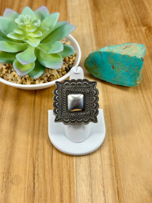 Sterling Silver Square Concho Ring