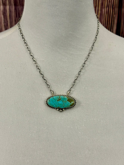 Kingman Turquoise Oval Sterling Silver Necklace