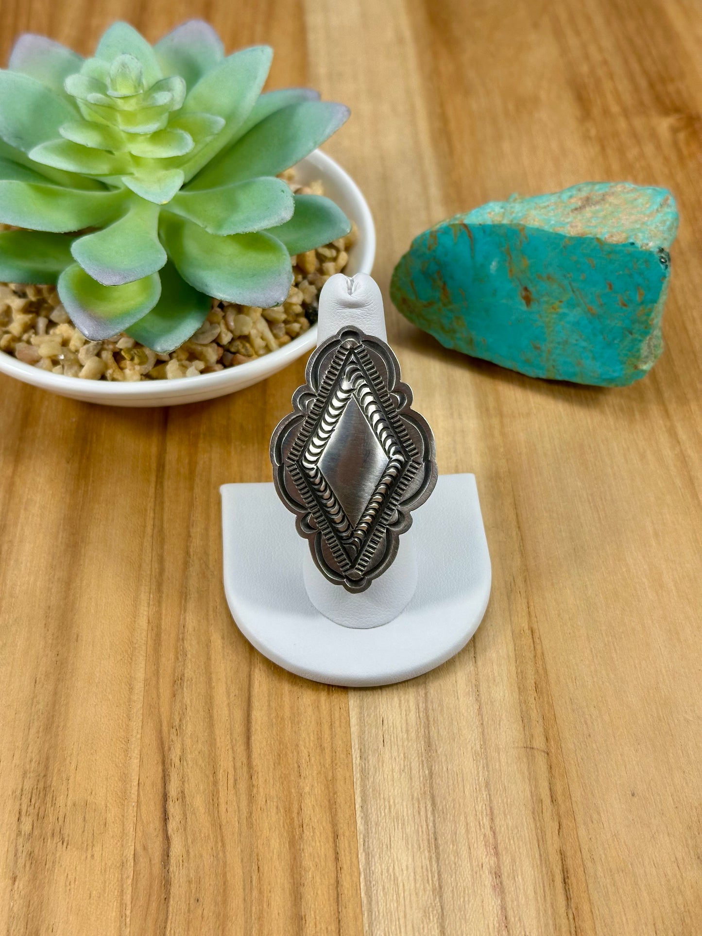 Sterling Silver Diamond Concho Ring