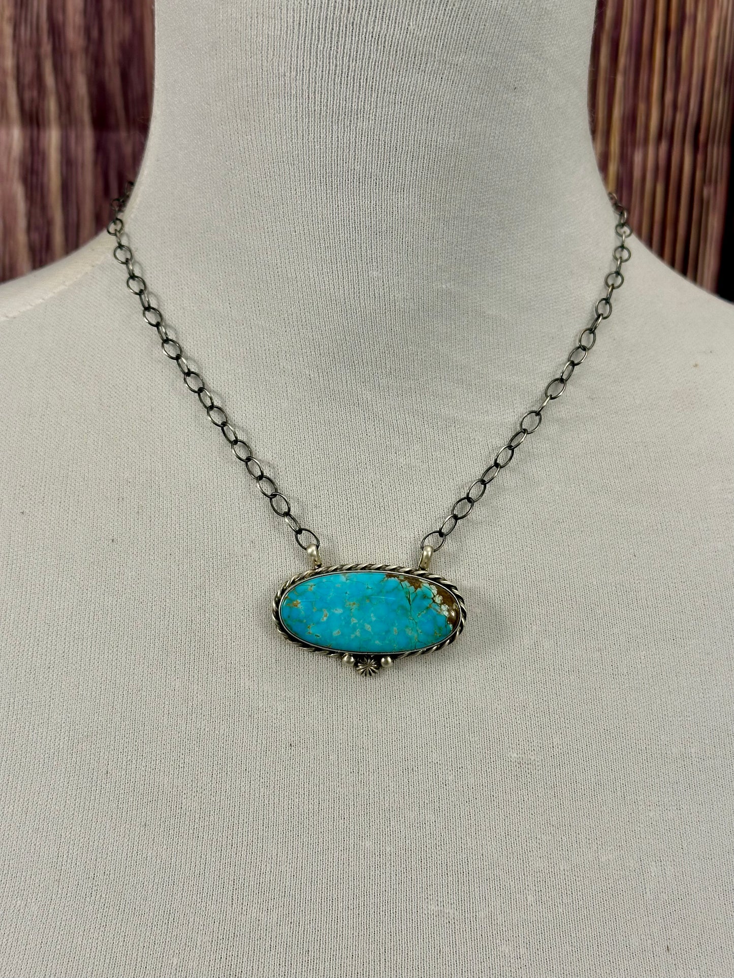 Kingman Turquoise Oval Sterling Silver Necklace