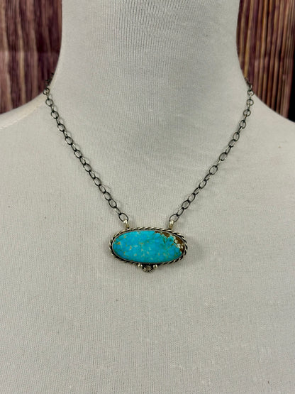 Kingman Turquoise Oval Sterling Silver Necklace