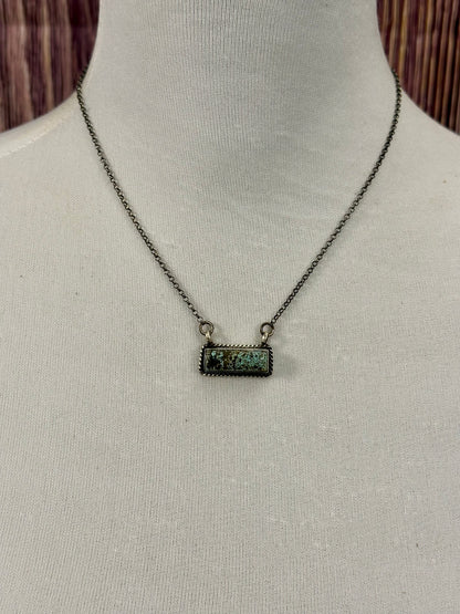 Kingman Turquoise Bar Sterling Silver Necklace