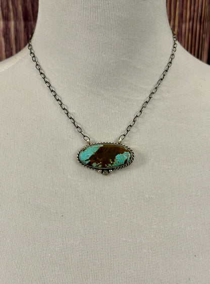 #8 Turquoise Oval Sterling Silver Necklace