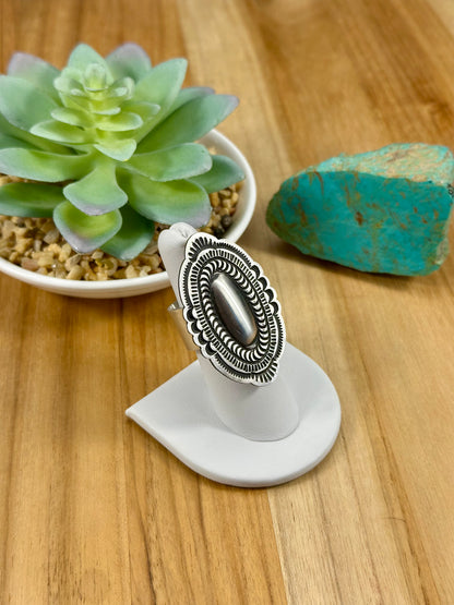 Sterling Silver Oval Concho Ring