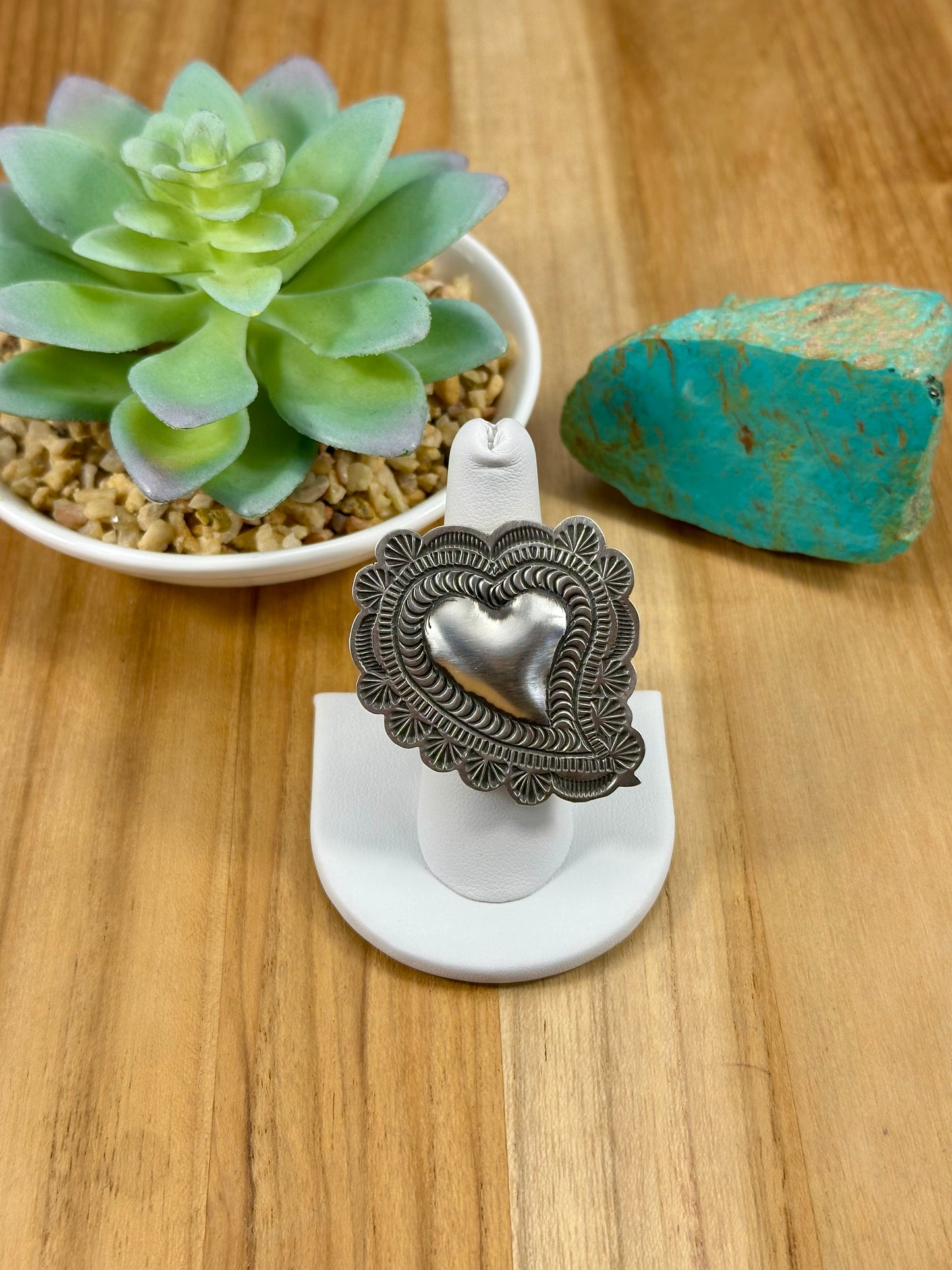 Sterling Silver Heart Concho Ring