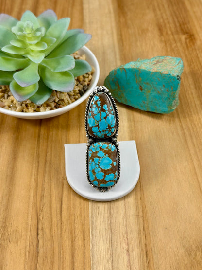 #8 Turquoise 2 Stone Sterling Ring