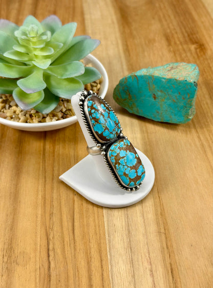 #8 Turquoise 2 Stone Sterling Ring