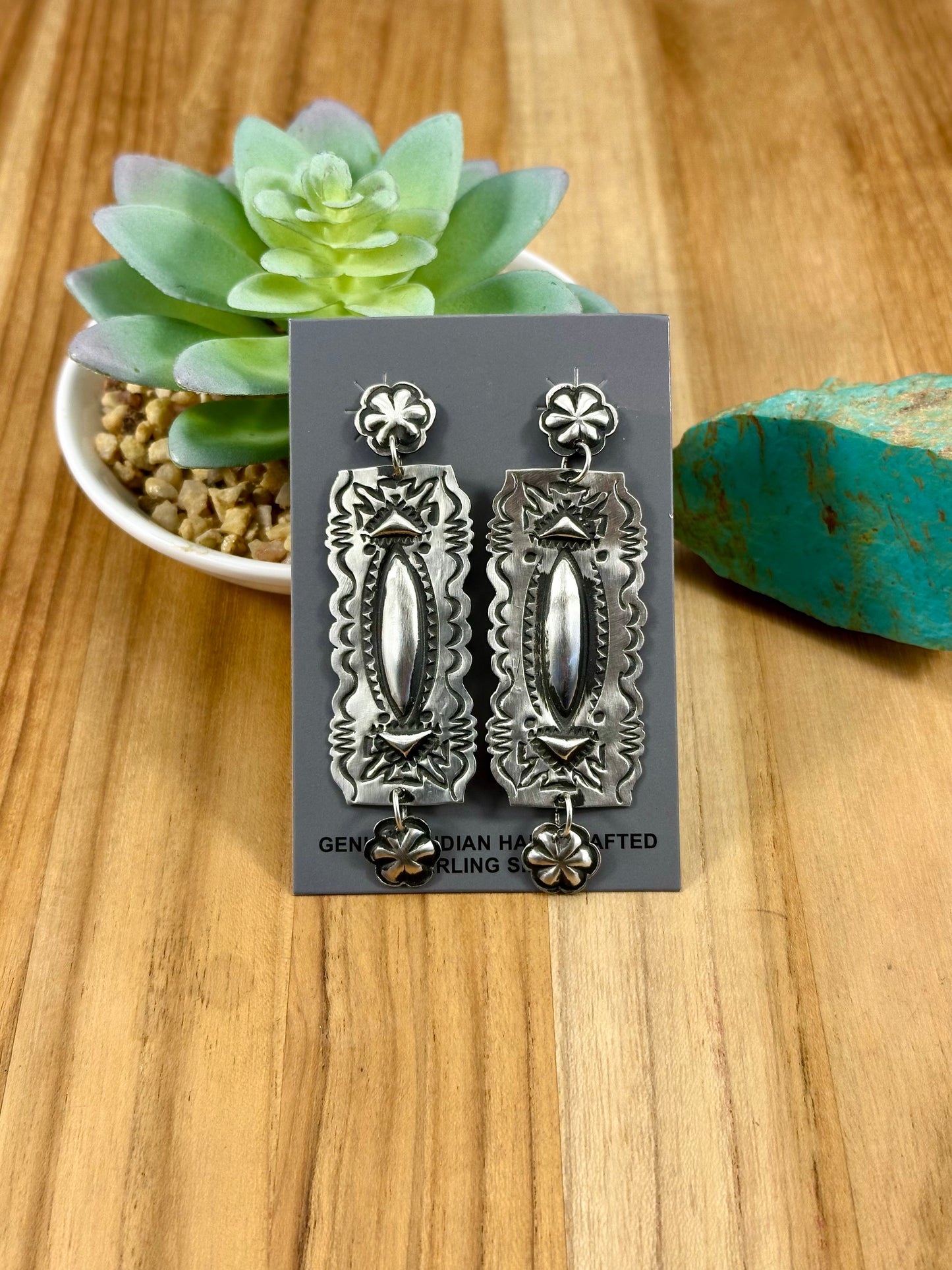 Sterling Silver Concho Dangle Earrings