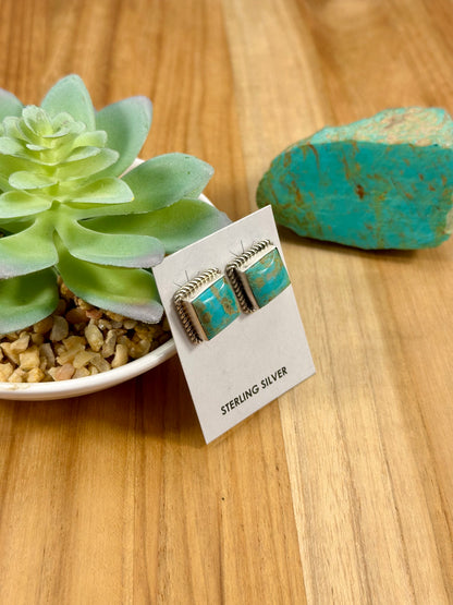 Kingman Turquoise Square Stud Earrings