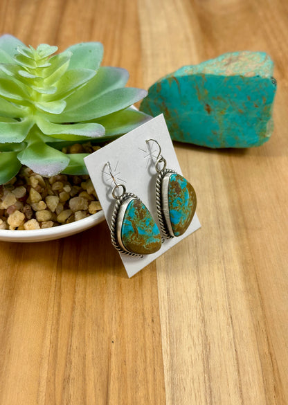 Kingman Turquoise Sterling Dangle Earrings