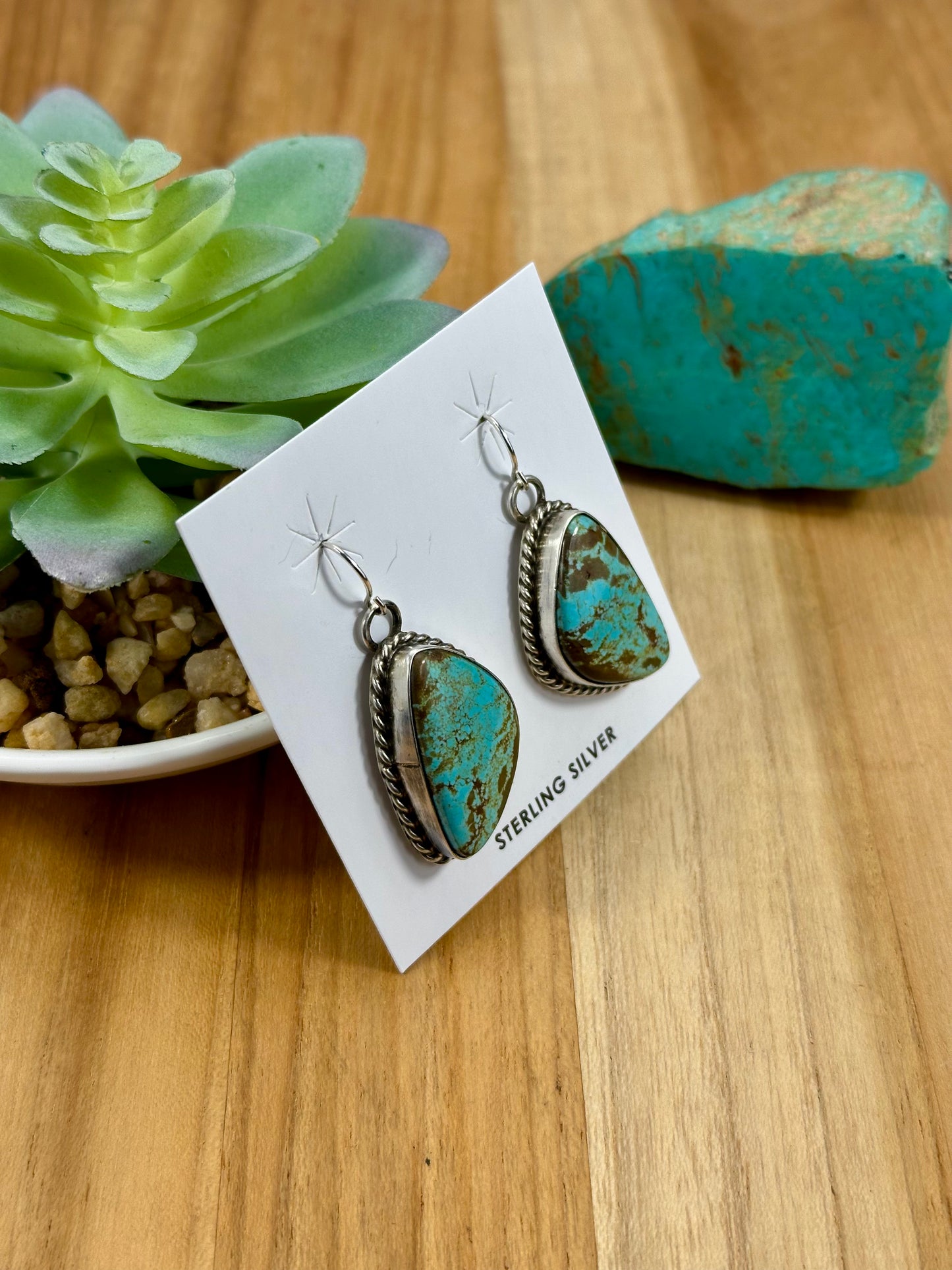 Kingman Turquoise Sterling Dangle Earrings